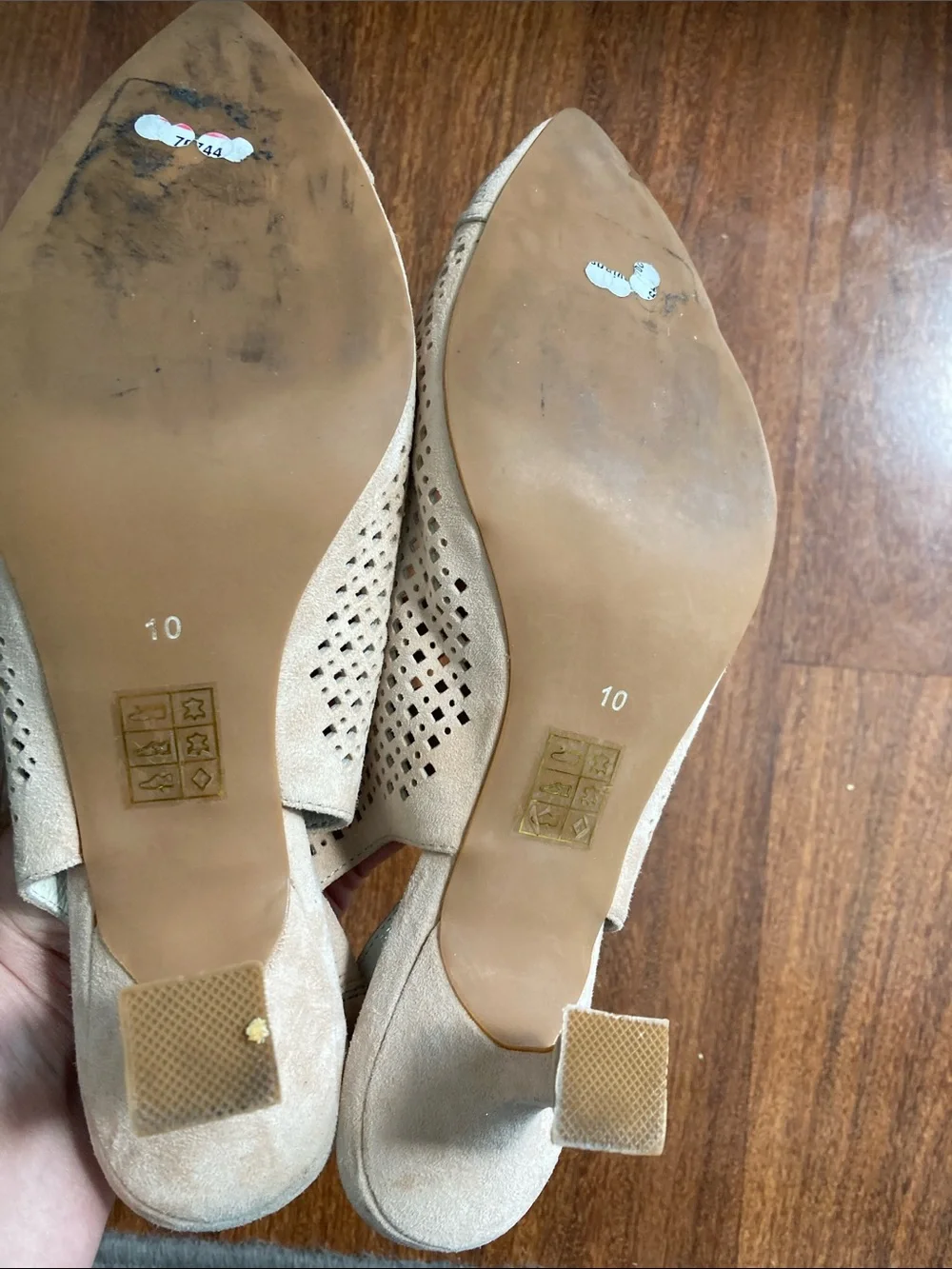 Jeffrey Campbell Beige Laser Cut Pointed Slingback Flats Sz 10